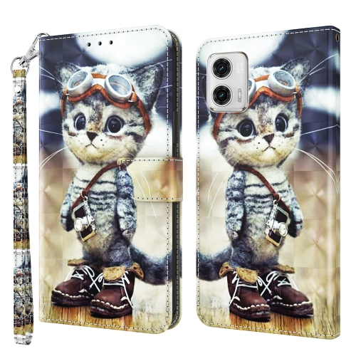 

For Motorola Moto G73 3D Painted Leather Phone Case(Naughty Cat)