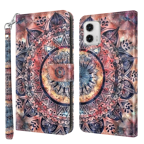 

For Motorola Moto G73 3D Painted Leather Phone Case(Colorful Mandala)