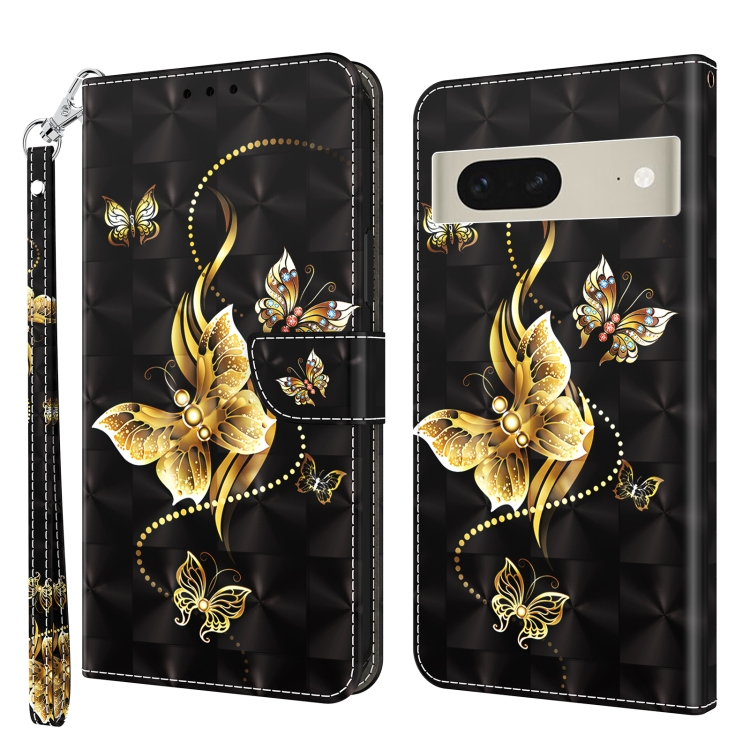 

For Google Pixel 7 5G 3D Painted Leather Phone Case(Golden Swallow Butterfly)