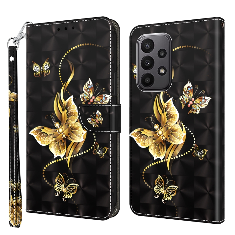 

For Samsung Galaxy A24 4G 3D Painted Leather Phone Case(Golden Swallow Butterfly)
