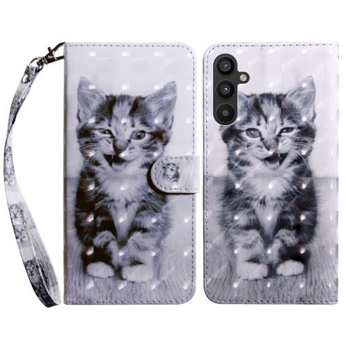 

For Samsung Galaxy A34 3D Painted Leather Phone Case(Smile Cat)