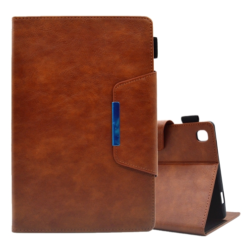 

For Samsung Galaxy Tab A8 10.5 2021 Suede Cross Texture Magnetic Clasp Leather Tablet Case(Brown)