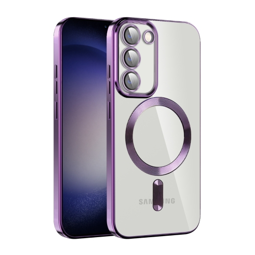 

For Samsung Galaxy S23+ 5G CD Texture Plating TPU MagSafe Phone Case with Lens Film(Dark Purple)