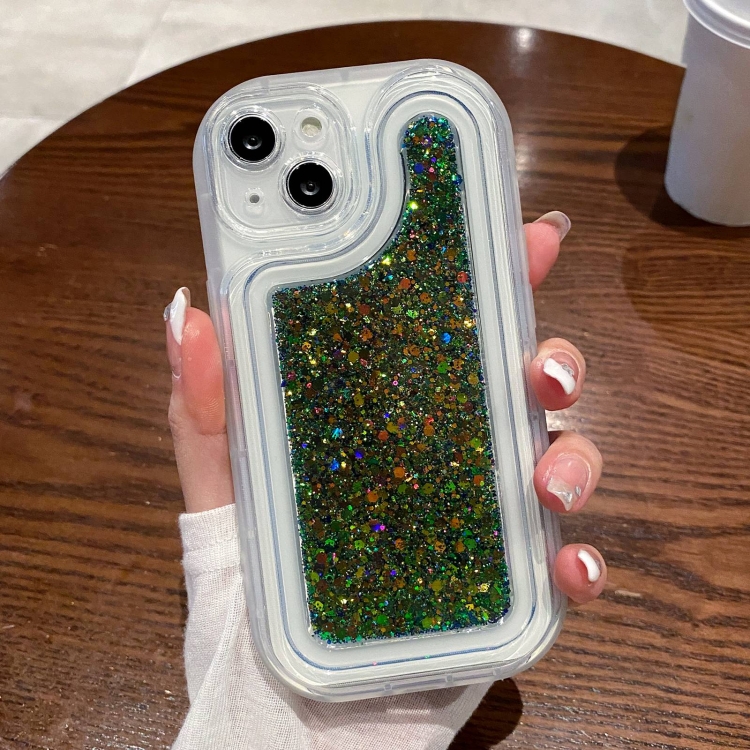 

For iPhone 14 Pro Chameleon Sequins Epoxy Phone Case(Green)