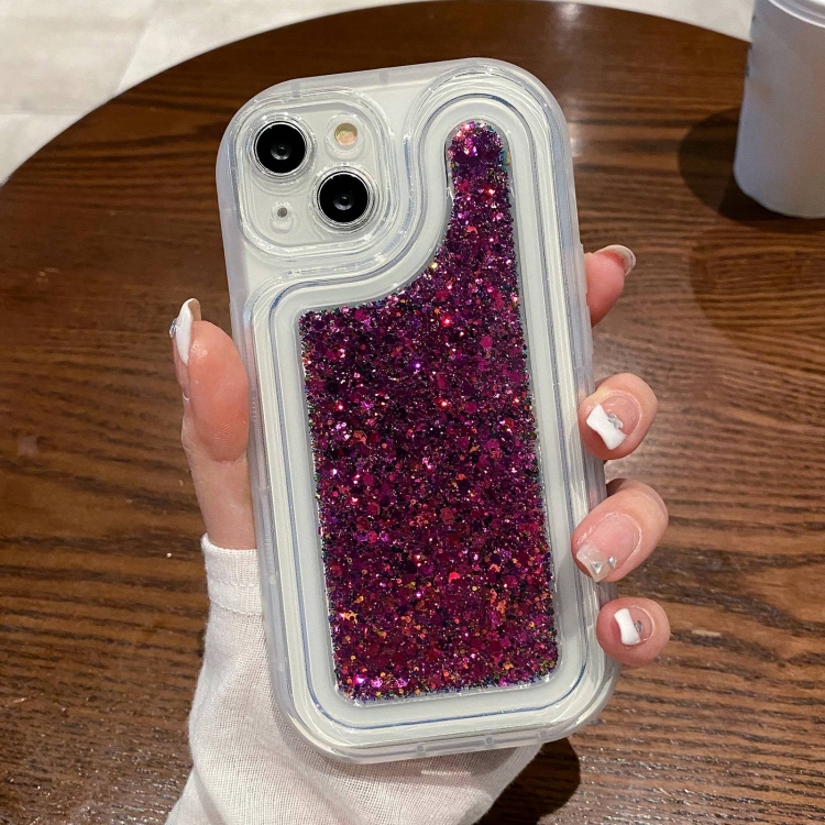 

For iPhone 14 Pro Max Chameleon Sequins Epoxy Phone Case(Red)