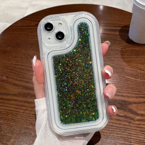 

For iPhone 13 Pro Chameleon Sequins Epoxy Phone Case(Green)