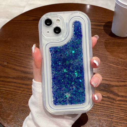 

For iPhone 13 Pro Max Chameleon Sequins Epoxy Phone Case(Blue)