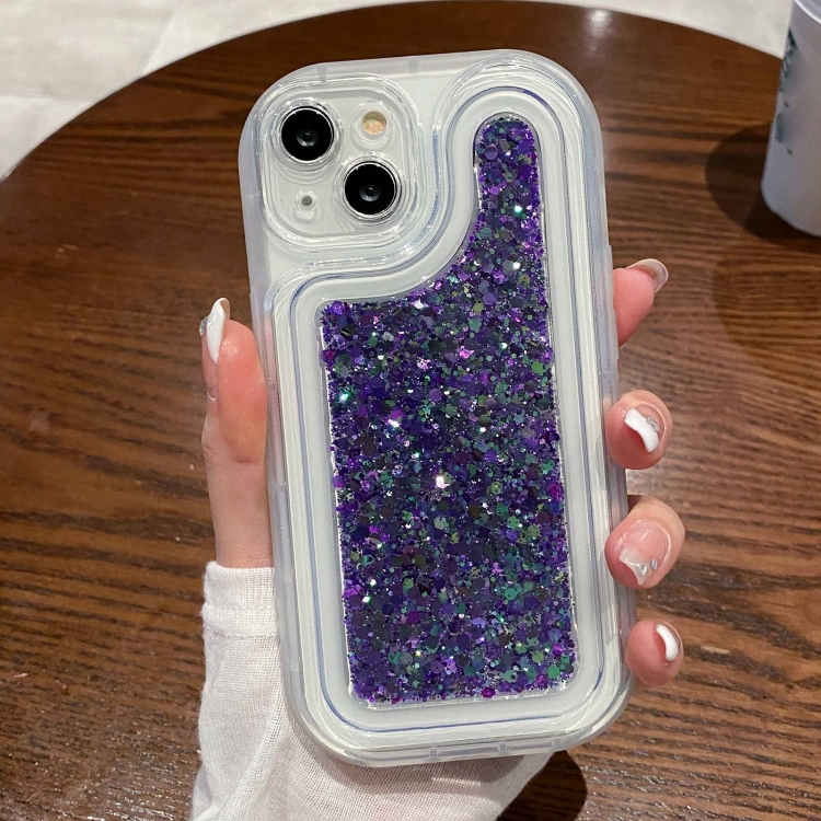 

For iPhone 11 Pro Chameleon Sequins Epoxy Phone Case(Purple)
