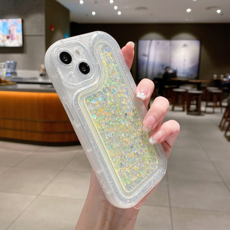 

For iPhone 14 Pro Luminous Sequins Glitter Epoxy Phone Case(Yellow)