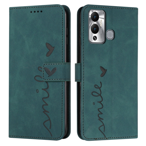 

For Infinix Hot 20 Play Skin Feel Heart Embossed Leather Phone Case(Green)