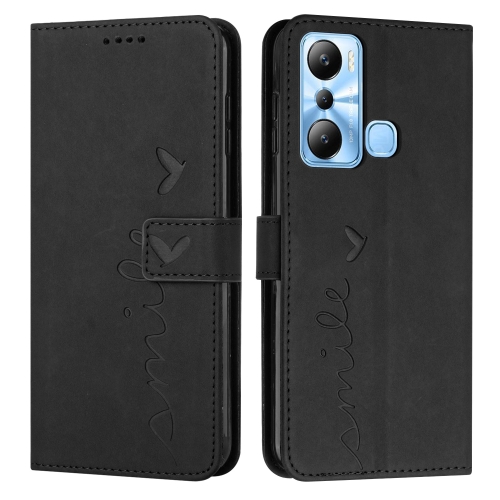 

For Infinix Hot 20i Skin Feel Heart Embossed Leather Phone Case(Black)
