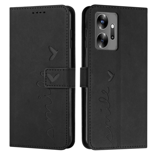 

For Infinix Zero 20 Skin Feel Heart Embossed Leather Phone Case(Black)