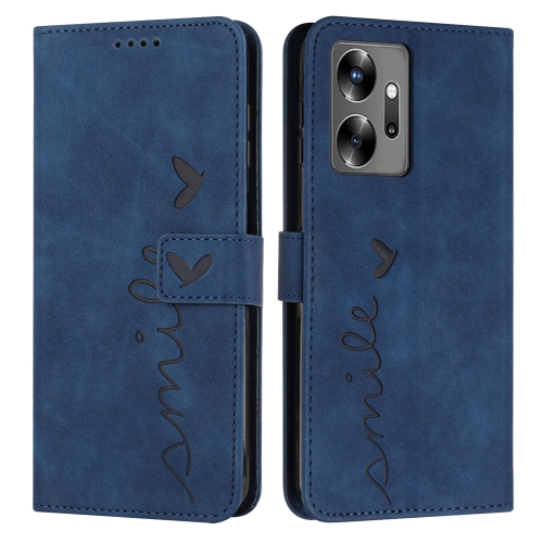 

For Infinix Zero 20 Skin Feel Heart Embossed Leather Phone Case(Blue)