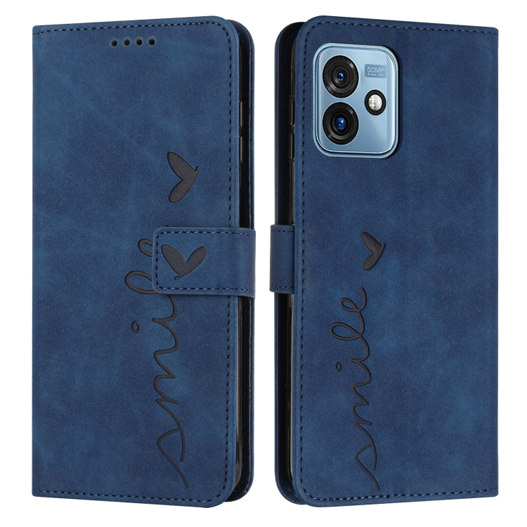 

For Motorola Moto G 5G 2023 Skin Feel Heart Embossed Leather Phone Case(Blue)