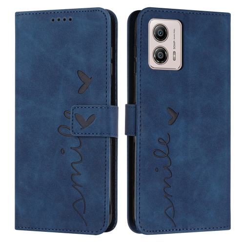 

For Motorola Moto G53 5G/G13 4G/G23 4G Skin Feel Heart Embossed Leather Phone Case(Blue)