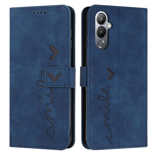 

For Tecno Pova 4 Skin Feel Heart Embossed Leather Phone Case(Blue)