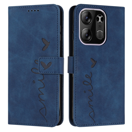 

For Tecno Spark Go 2023 Skin Feel Heart Embossed Leather Phone Case(Blue)