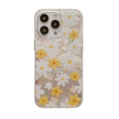 

For iPhone 14 Pro Dual-side Silver-pressed Laminating TPU Phone Case(Little Daisy)