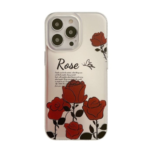 

For iPhone 13 Dual-side Silver-pressed Laminating TPU Phone Case(Red Rose)