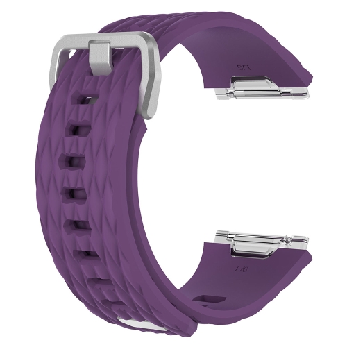 

For Fitbit Ionic Dragon Scale Texture Silicone Watch Band with Buckle, Size:S(Purple)