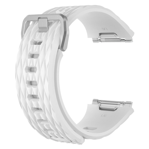 

For Fitbit Ionic Dragon Scale Texture Silicone Watch Band with Buckle, Size:L(White)