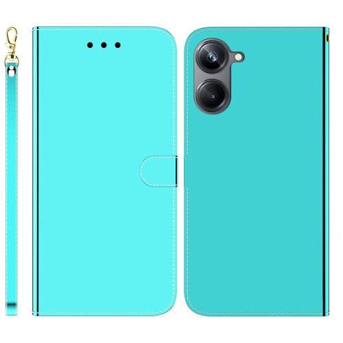 

For Realme 10 Pro 5G Imitated Mirror Surface Horizontal Flip Leather Phone Case(Mint Green)