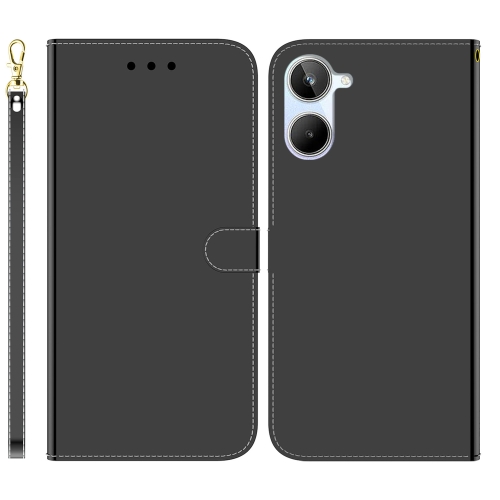 

For Realme 10 4G Imitated Mirror Surface Horizontal Flip Leather Phone Case(Black)
