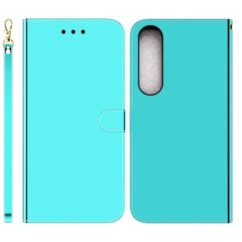 

For Sony Xperia 1 IV 2023 Imitated Mirror Surface Horizontal Flip Leather Phone Case(Mint Green)