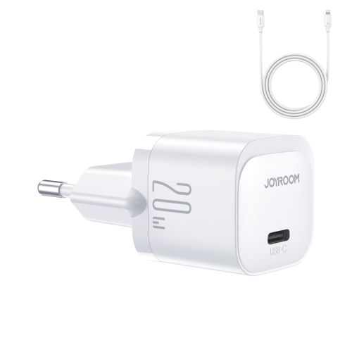 

JOYROOM JR-TCF02 PD Type-C 20W Mini Charger with 1m Type-C to 8Pin Cable, Plug:EU Plug(White)