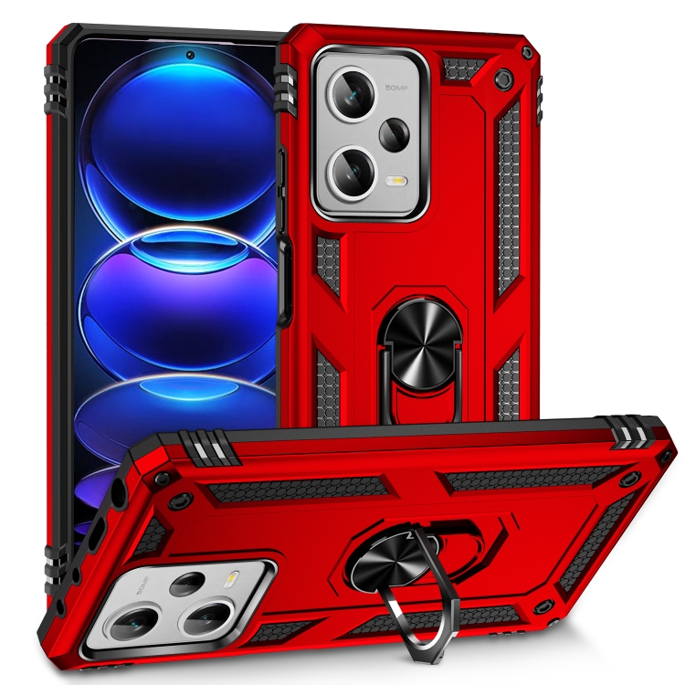 

For Xiaomi Redmi Note 12 Pro+ Shockproof TPU + PC Phone Case with Holder(Red)