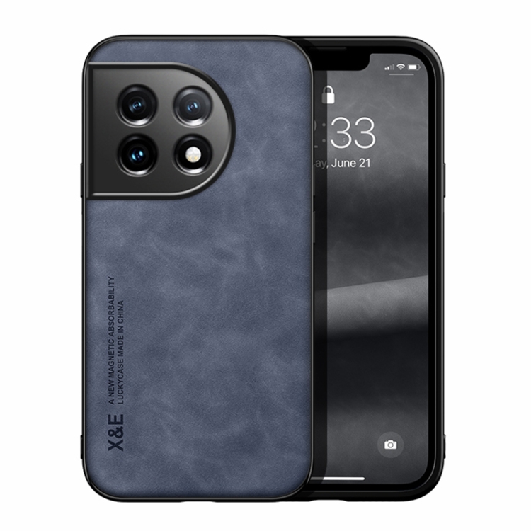 

For OnePlus 11 Lamba Skin Feel Magnetic Leather Phone Case(Blue)