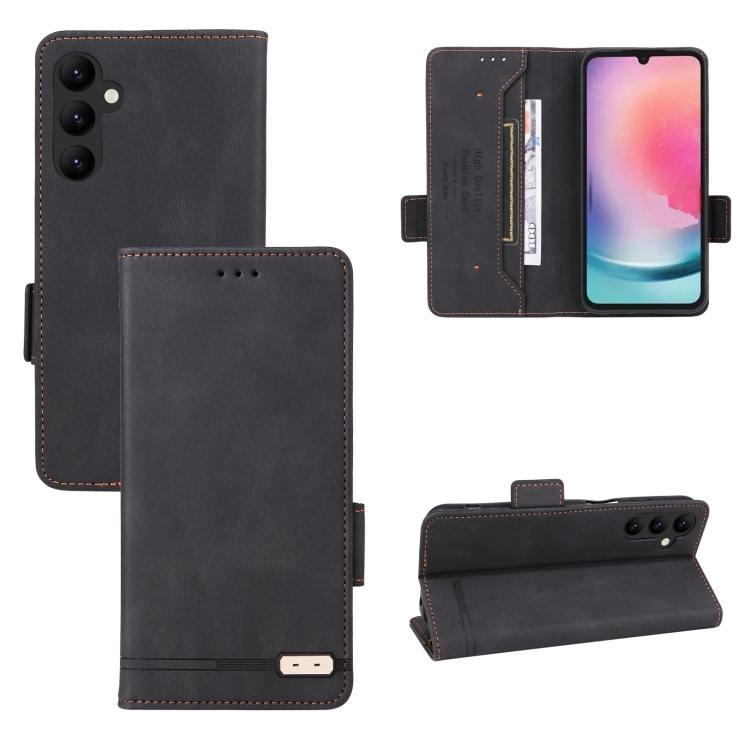 

For Samsung Galaxy A24 4G Magnetic Clasp Flip Leather Phone Case(Black)