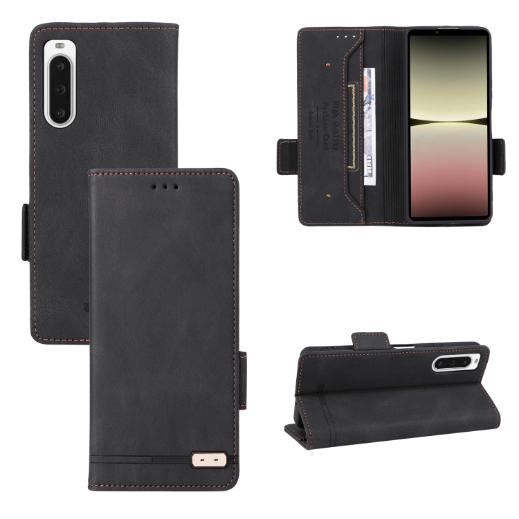

For Sony Xperia 10 V Magnetic Clasp Flip Leather Phone Case(Black)