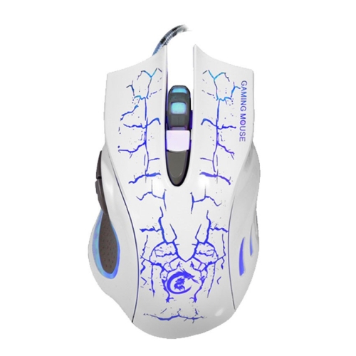 HXSJ A888B 6-keys Crackle Colorful Lighting Wired Gaming Mouse(White)