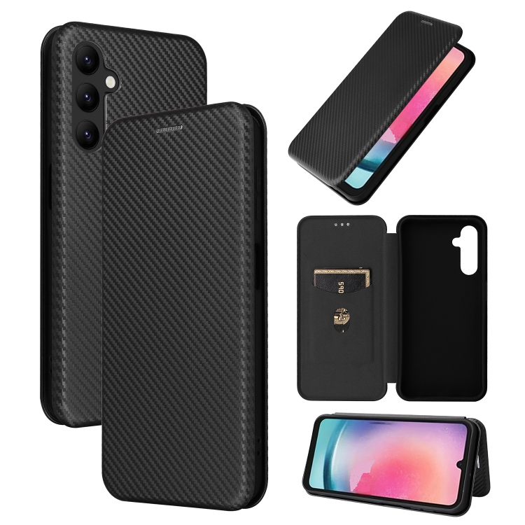 

For Samsung Galaxy A24 4G Carbon Fiber Texture Flip Leather Phone Case(Black)