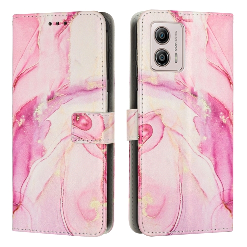 

For Motorola Moto G53 5G/G13 4G/G23 4G Painted Marble Pattern Leather Phone Case(Rose Gold)