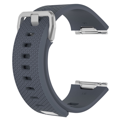 

For Fitbit Ionic Herringbone Texture Silicone Watch Band with Buckle, Size:S(Blue Grey)