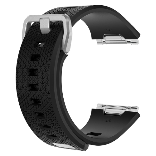 

For Fitbit Ionic Herringbone Texture Silicone Watch Band with Buckle, Size:L(Black)