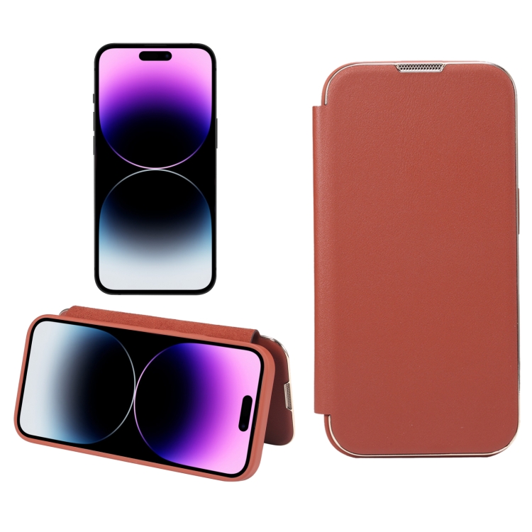 

For iPhone 11 Pro Max Plain Skin Shield Leather Phone Case(Brown)