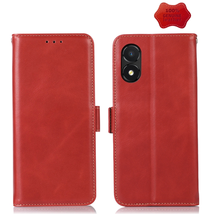

For Honor X5 Crazy Horse Top Layer Cowhide Leather Phone Case(Red)