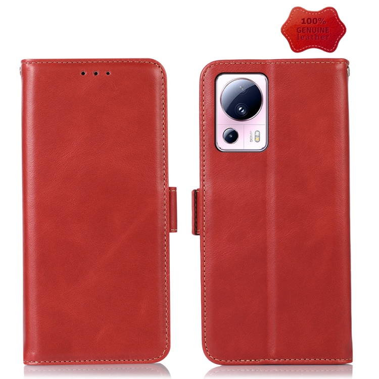 

For Xiaomi 13 Lite / Civi 2 Crazy Horse Top Layer Cowhide Leather Phone Case(Red)