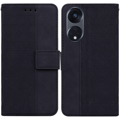

For OPPO Reno8 T 5G / A1 Pro 5G Geometric Embossed Leather Phone Case(Black)