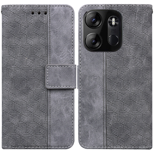 

For Tecno Spark Go 2023 / Pop 7 Pro Geometric Embossed Leather Phone Case(Grey)