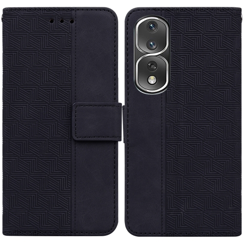 

For Honor 80 Pro Geometric Embossed Leather Phone Case(Black)