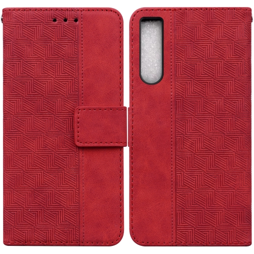 

For Sony Xperia 10 IV 2023 Geometric Embossed Leather Phone Case(Red)