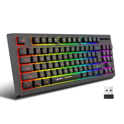HXSJ L100 87 Keys RGB Backlit Film 2.4G Wireless Keyboard(Black)