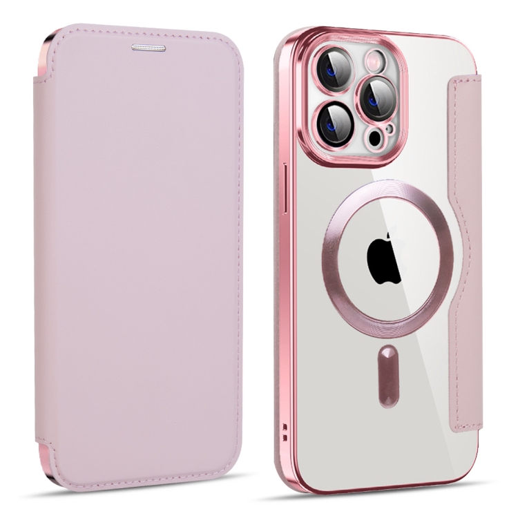 

For iPhone 14 Pro Max MagSafe Magnetic RFID Anti-theft Leather Phone Case(Pink)
