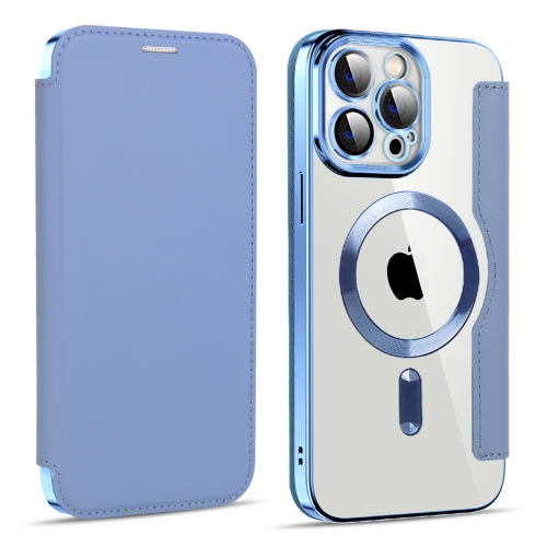 

For iPhone 13 Pro MagSafe Magnetic RFID Anti-theft Leather Phone Case(Sierra Blue)