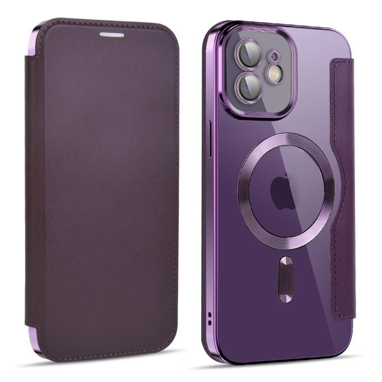 

For iPhone 11 MagSafe Magnetic RFID Anti-theft Leather Phone Case(Dark Purple)