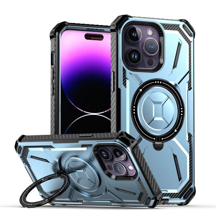 

For iPhone 14 Pro Armor Series MagSafe Magnetic Holder Phone Case(Blue)